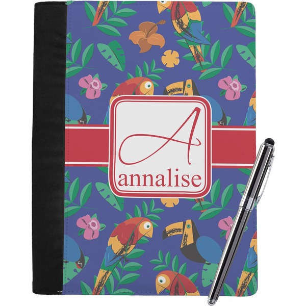 Custom Parrots & Toucans Notebook Padfolio - Large w/ Name and Initial