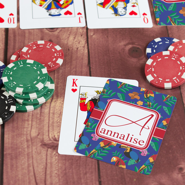 Parrots & Toucans On Table with Poker Chips
