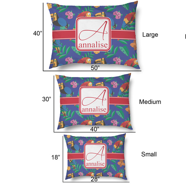 Parrots & Toucans Outdoor Dog Beds - SIZE CHART