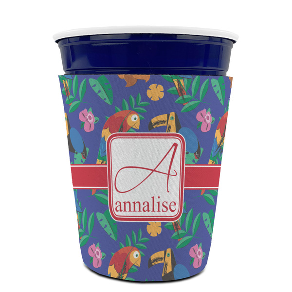 Parrots & Toucans Party Cup Sleeves - without bottom - FRONT (on cup)