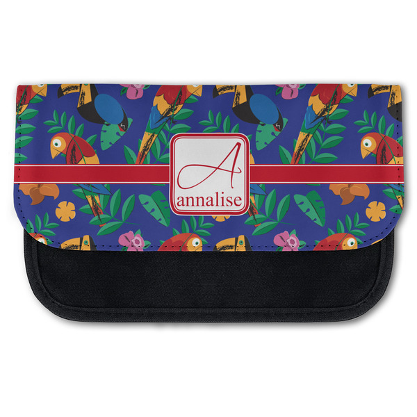 Custom Parrots & Toucans Canvas Pencil Case w/ Name and Initial