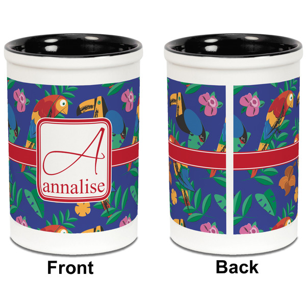 Parrots & Toucans Pencil Holder - Black - approval