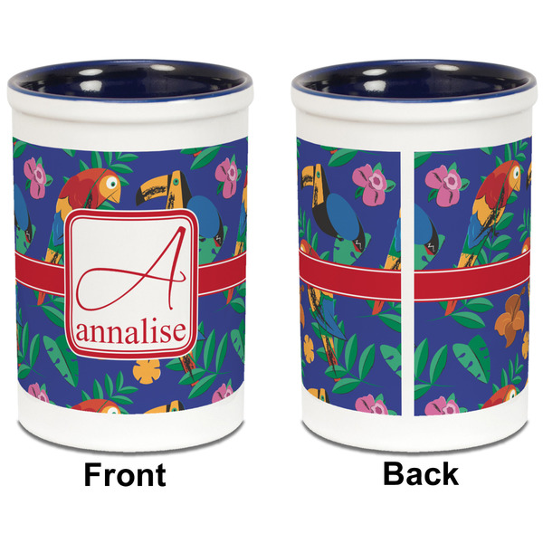 Parrots & Toucans Pencil Holder - Blue - approval