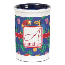 Parrots & Toucans Ceramic Pencil Holders - Blue