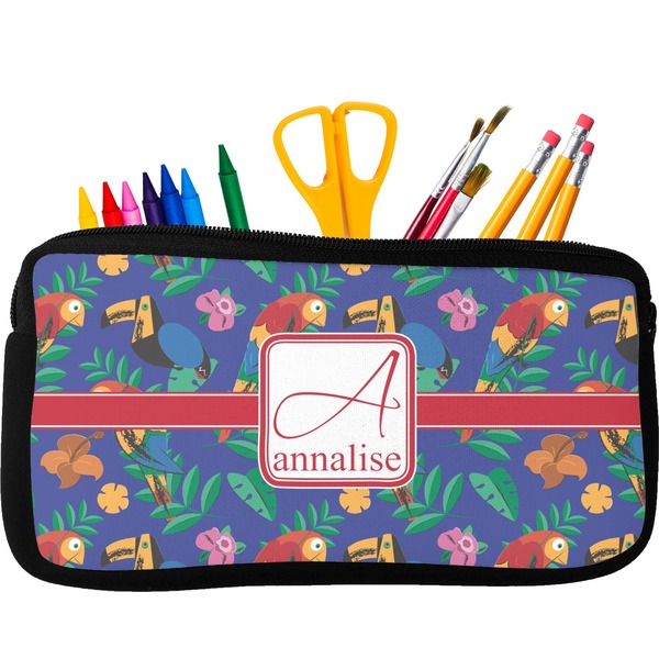 Custom Parrots & Toucans Neoprene Pencil Case (Personalized)