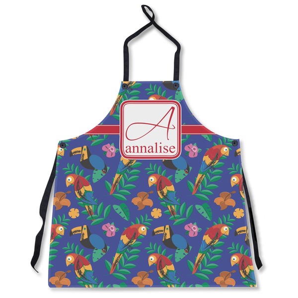 Custom Parrots & Toucans Apron Without Pockets w/ Name and Initial