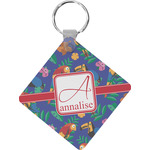 Parrots & Toucans Diamond Plastic Keychain w/ Name and Initial