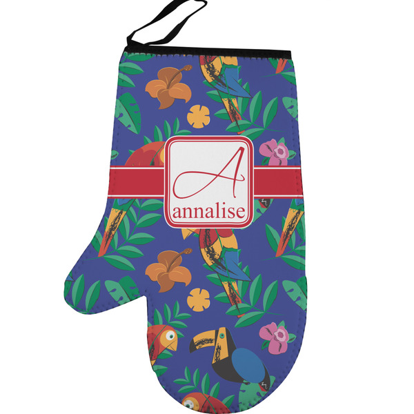 Parrots & Toucans Personalized Oven Mitt - Left