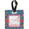 Parrots & Toucans Plastic Luggage Tag - Square w/ Name and Initial