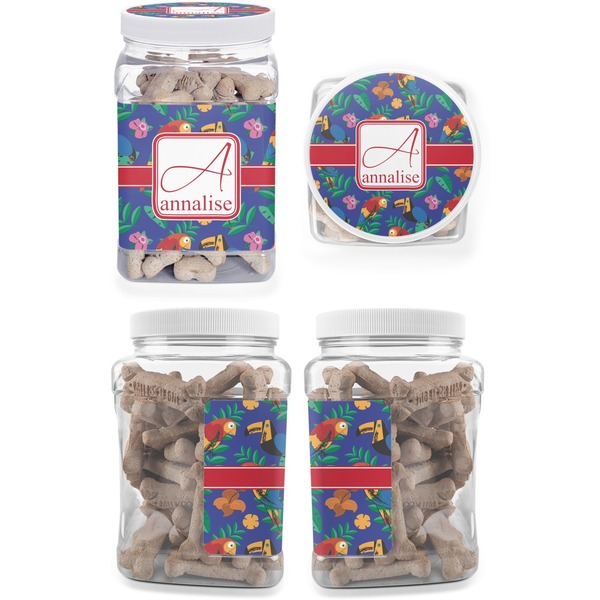 Parrots & Toucans Pet Treat Jar - Multiple Angles