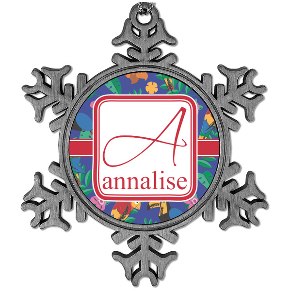 Custom Parrots & Toucans Vintage Snowflake Ornament (Personalized)