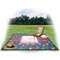 Parrots & Toucans Picnic Blanket - with Basket Hat and Book - in Use