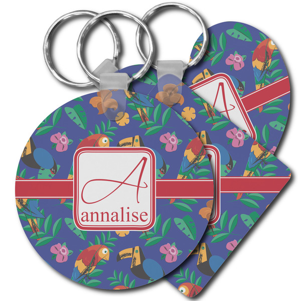 Custom Parrots & Toucans Plastic Keychain (Personalized)