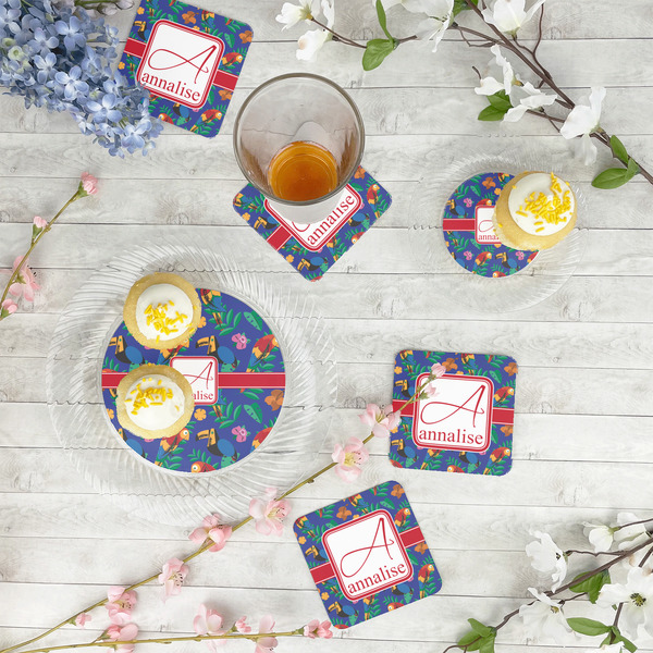 Parrots & Toucans Plastic Party Appetizer & Dessert Plates - In Context