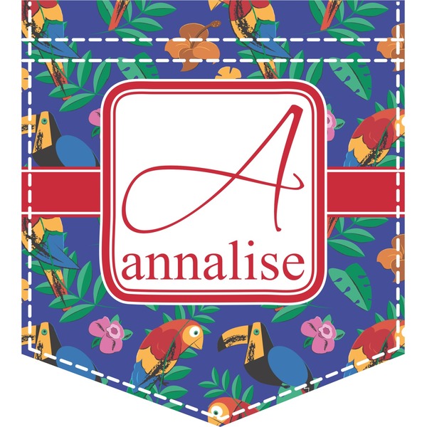 Custom Parrots & Toucans Iron On Faux Pocket (Personalized)