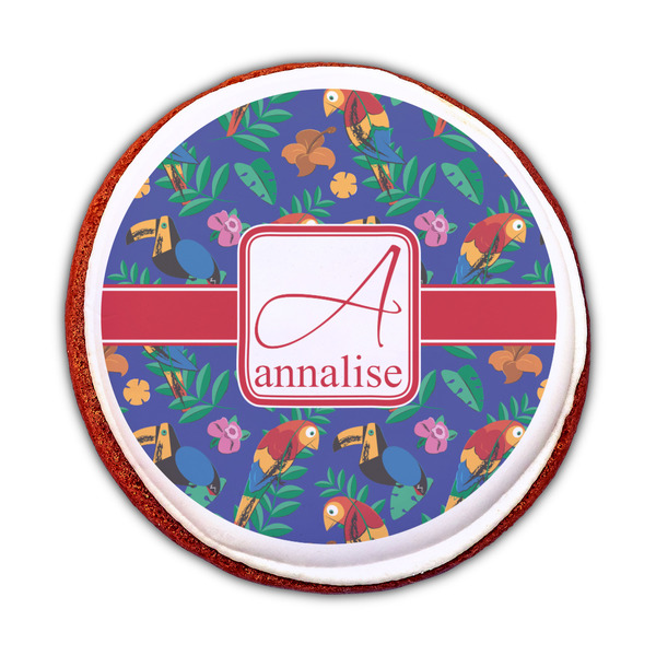 Parrots & Toucans Printed Icing Circle - Medium - On Cookie