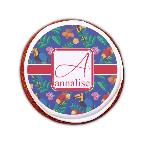 Parrots & Toucans Printed Icing Circle - Small - On Cookie