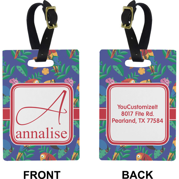 Parrots & Toucans Rectangle Luggage Tag (Front + Back)