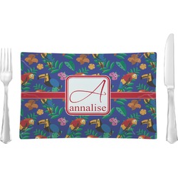 Parrots & Toucans Glass Rectangular Lunch / Dinner Plate (Personalized)