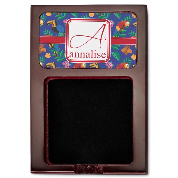 Parrots & Toucans Red Mahogany Sticky Note Holder - Flat