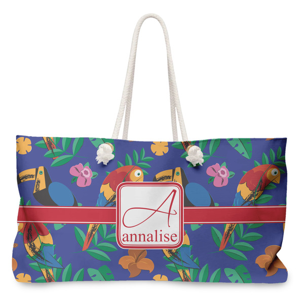 Custom Parrots & Toucans Large Tote Bag with Rope Handles (Personalized)