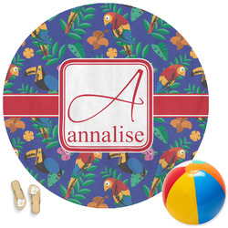 Parrots & Toucans Round Beach Towel (Personalized)
