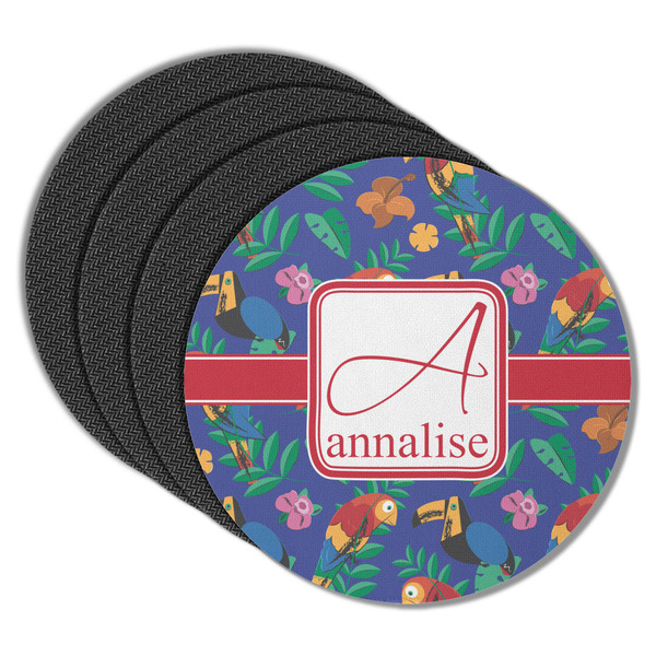 Parrots & Toucans Round Coaster Rubber Back - Main