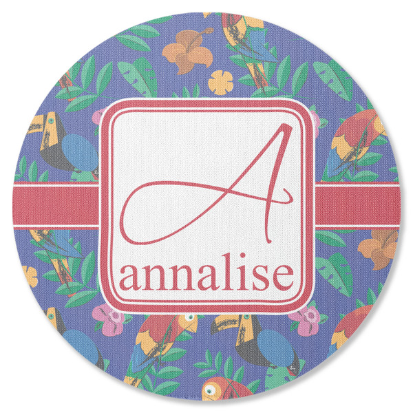 Custom Parrots & Toucans Round Rubber Backed Coaster (Personalized)