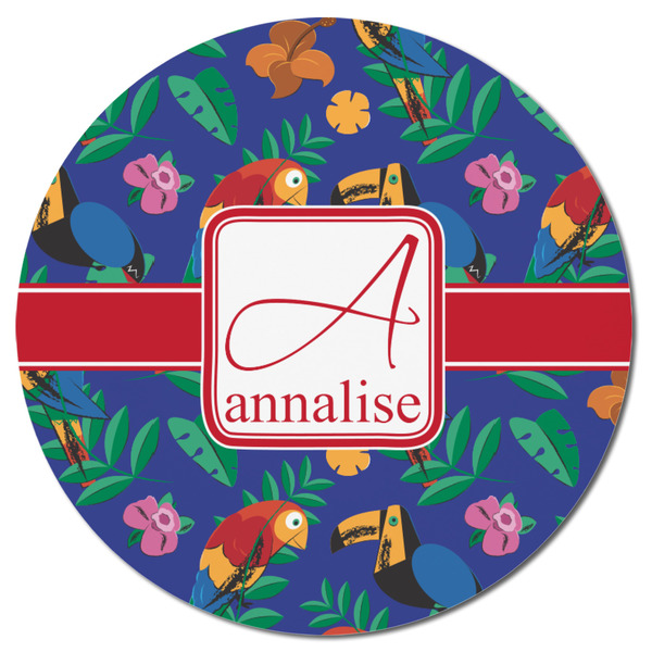 Parrots & Toucans Round Fridge Magnet - FRONT