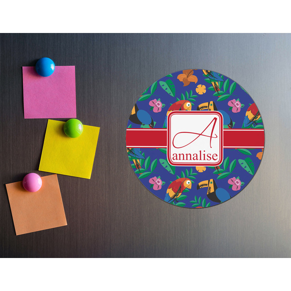 Parrots & Toucans Round Fridge Magnet - LIFESTYLE