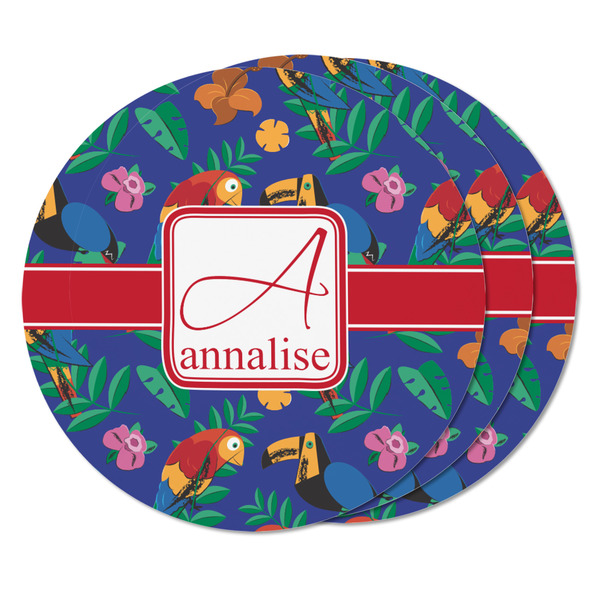 Parrots & Toucans Round Fridge Magnet - THREE