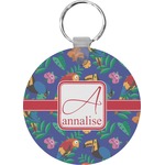 Parrots & Toucans Round Plastic Keychain (Personalized)