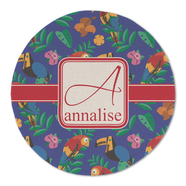 Custom Parrots & Toucans Round Linen Placemat (Personalized)