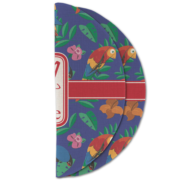 Parrots & Toucans Round Linen Placemats - HALF FOLDED (double sided)