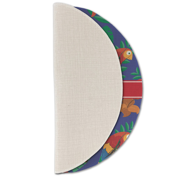 Parrots & Toucans Round Linen Placemats - HALF FOLDED (single sided)