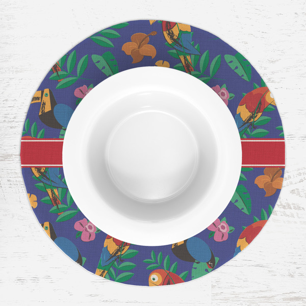 Parrots & Toucans Round Linen Placemats - LIFESTYLE (single)