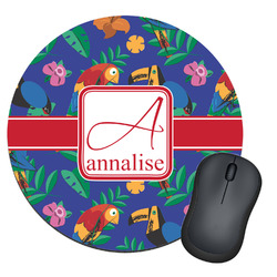 Parrots & Toucans Round Mouse Pad (Personalized)