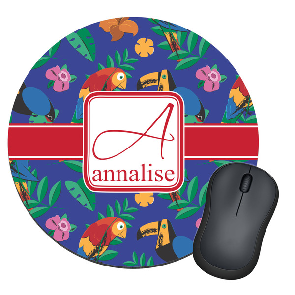 Custom Parrots & Toucans Round Mouse Pad (Personalized)