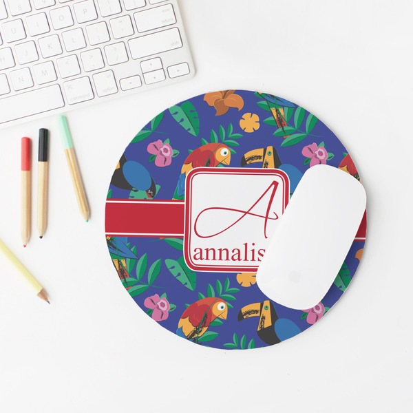 Parrots & Toucans Round Mousepad - LIFESTYLE 2