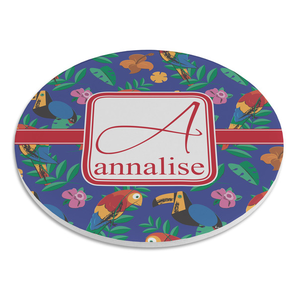 Parrots & Toucans Round Stone Trivet - Angle View
