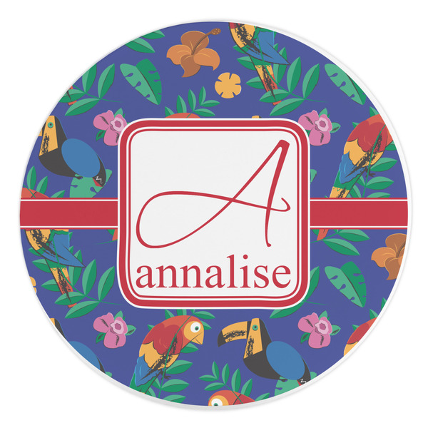 Custom Parrots & Toucans Round Stone Trivet (Personalized)