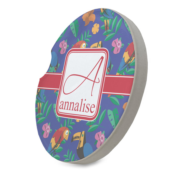 Parrots & Toucans Sandstone Car Coaster - STANDING ANGLE