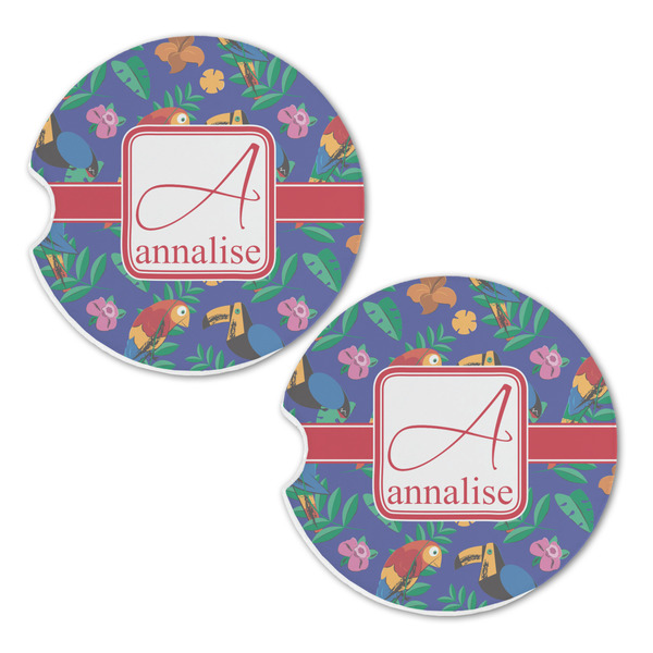Parrots & Toucans Sandstone Car Coasters - Set of 2