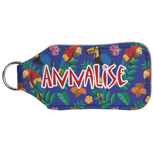 Parrots & Toucans Sanitizer Holder Keychain - Large (Back)