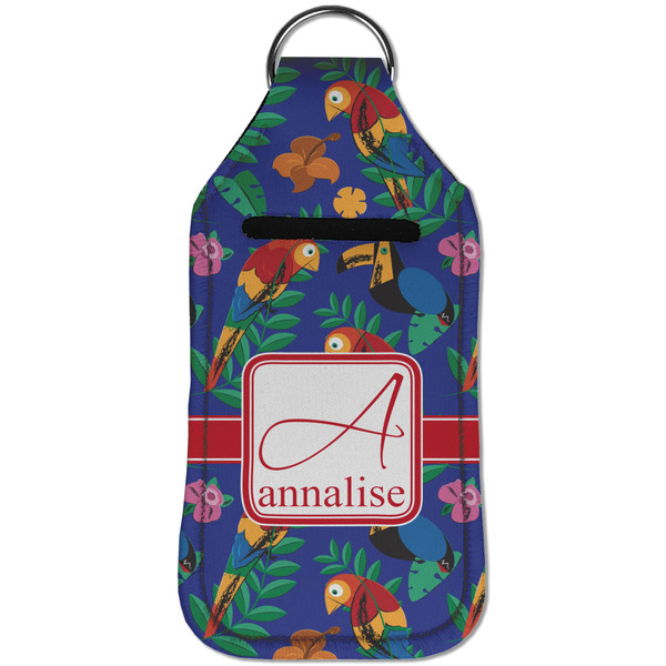 Parrots & Toucans Sanitizer Holder Keychain - Large (Front)