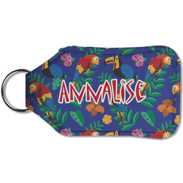 Parrots & Toucans Sanitizer Holder Keychain - Small (Back)
