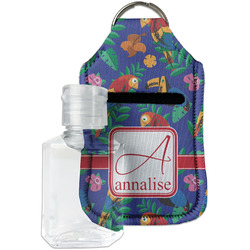 Parrots & Toucans Hand Sanitizer & Keychain Holder - Small (Personalized)