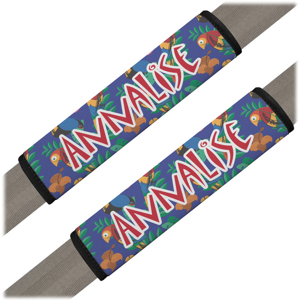 Custom Parrots & Toucans Seat Belt Covers (Set of 2) (Personalized)