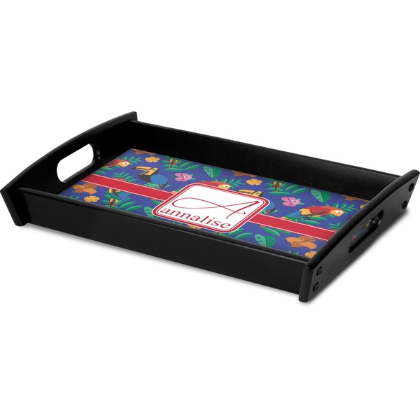 Parrots & Toucans Serving Tray Black - Corner