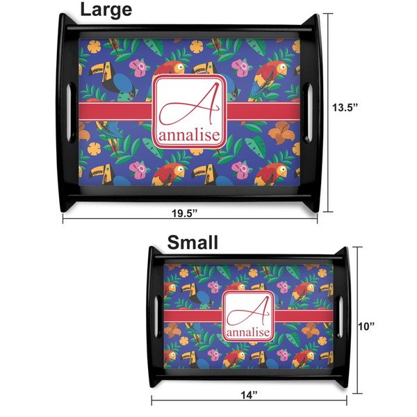Parrots & Toucans Serving Tray Black Sizes